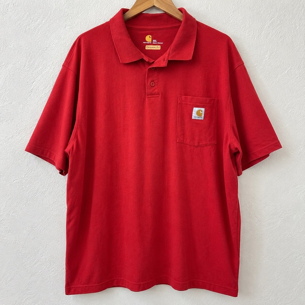 Carhartt Red Polo Shirt Mens 3XL Original Fit Pocket Pique Short Sleeve Utility